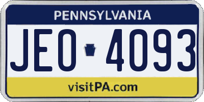 PA license plate JEO4093