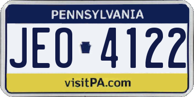 PA license plate JEO4122