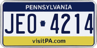 PA license plate JEO4214