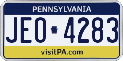 PA license plate JEO4283