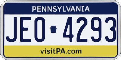 PA license plate JEO4293