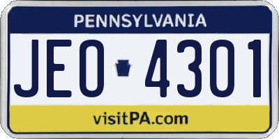 PA license plate JEO4301
