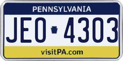 PA license plate JEO4303