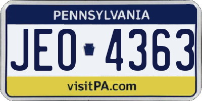 PA license plate JEO4363