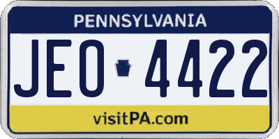 PA license plate JEO4422