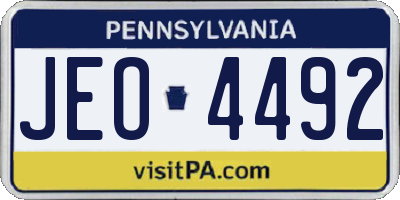 PA license plate JEO4492