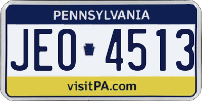 PA license plate JEO4513