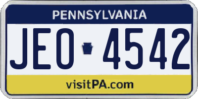PA license plate JEO4542