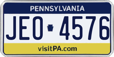PA license plate JEO4576