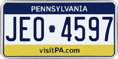 PA license plate JEO4597