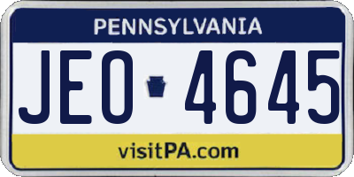 PA license plate JEO4645