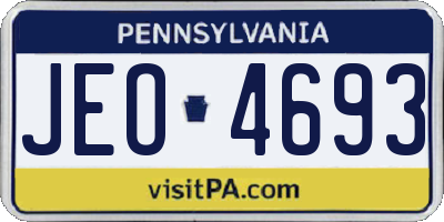PA license plate JEO4693
