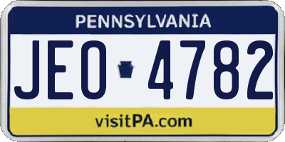 PA license plate JEO4782