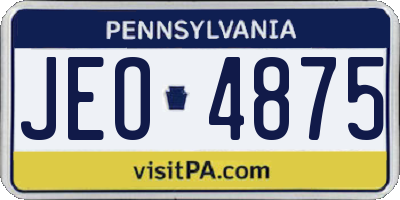 PA license plate JEO4875
