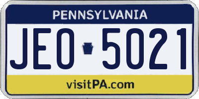 PA license plate JEO5021