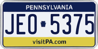 PA license plate JEO5375