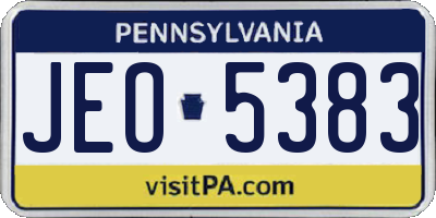 PA license plate JEO5383