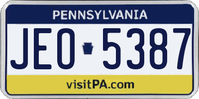 PA license plate JEO5387