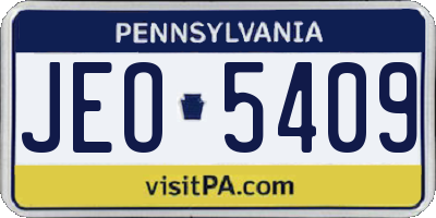 PA license plate JEO5409