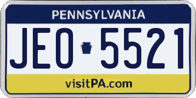 PA license plate JEO5521