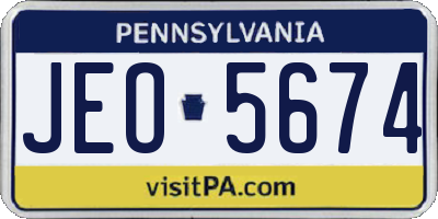 PA license plate JEO5674