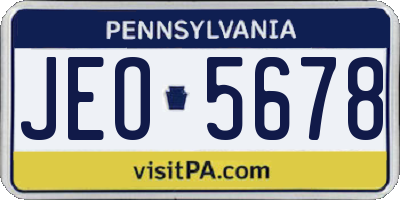 PA license plate JEO5678