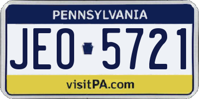 PA license plate JEO5721