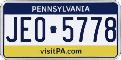 PA license plate JEO5778
