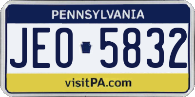 PA license plate JEO5832