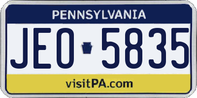 PA license plate JEO5835