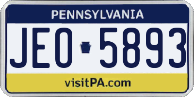 PA license plate JEO5893