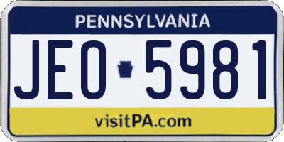 PA license plate JEO5981