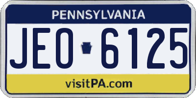 PA license plate JEO6125