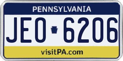 PA license plate JEO6206