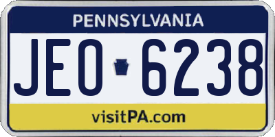 PA license plate JEO6238