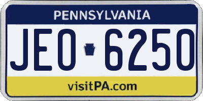 PA license plate JEO6250