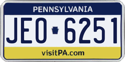 PA license plate JEO6251