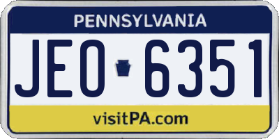 PA license plate JEO6351