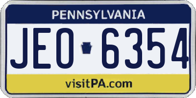 PA license plate JEO6354