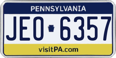 PA license plate JEO6357