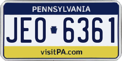 PA license plate JEO6361