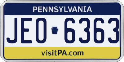 PA license plate JEO6363