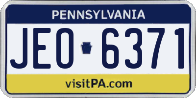 PA license plate JEO6371