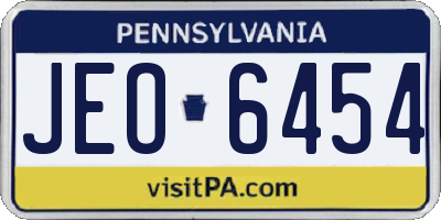 PA license plate JEO6454