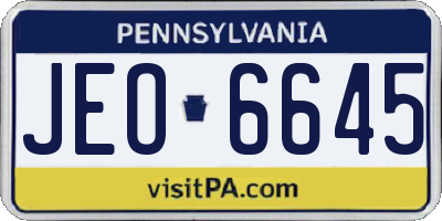 PA license plate JEO6645