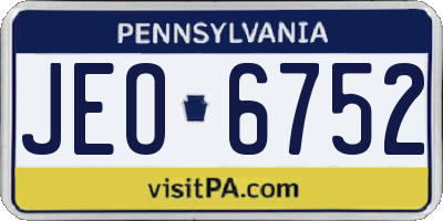 PA license plate JEO6752