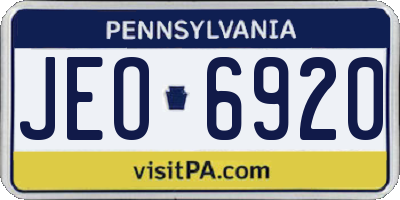 PA license plate JEO6920