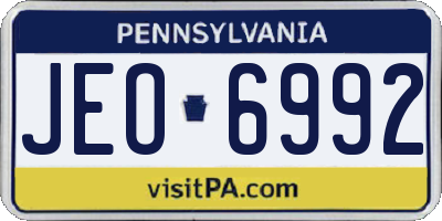 PA license plate JEO6992