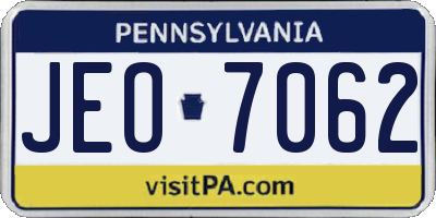PA license plate JEO7062
