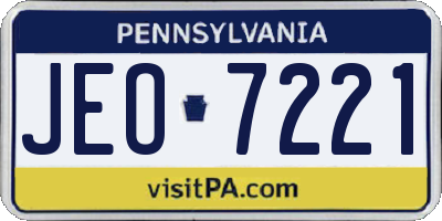 PA license plate JEO7221